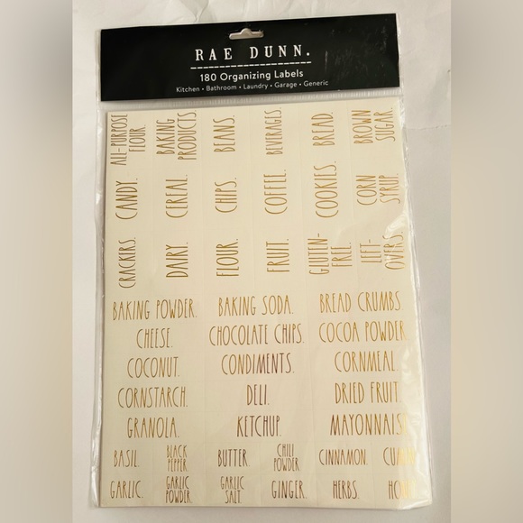 New Rae Dunn 180 Organizing Labels Gold Lettering on Ivory Labels Rae Dunn Font - Picture 1 of 13
